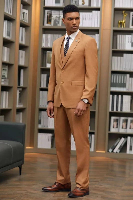 Mens Stacy Adams Suit - Stacy Adams Suit Men's Fancy Two-Button Vested Suit in Dark Rust sold by Alberto Nardoni