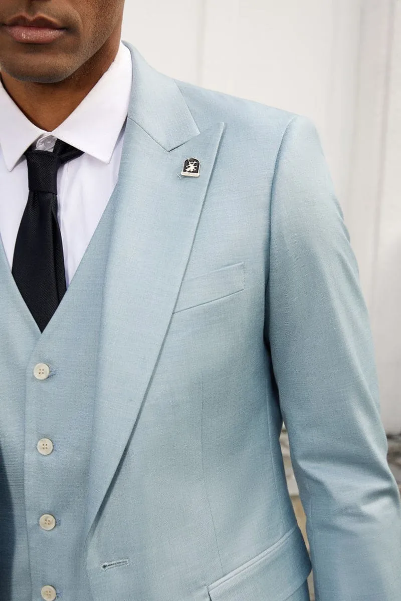 Mens Stacy Adams Suit - Stacy Adams Suit Men's Summer Suit - Sky Blue Vested Peak Lapel sold by Alberto Nardoni product image thumbnail 3