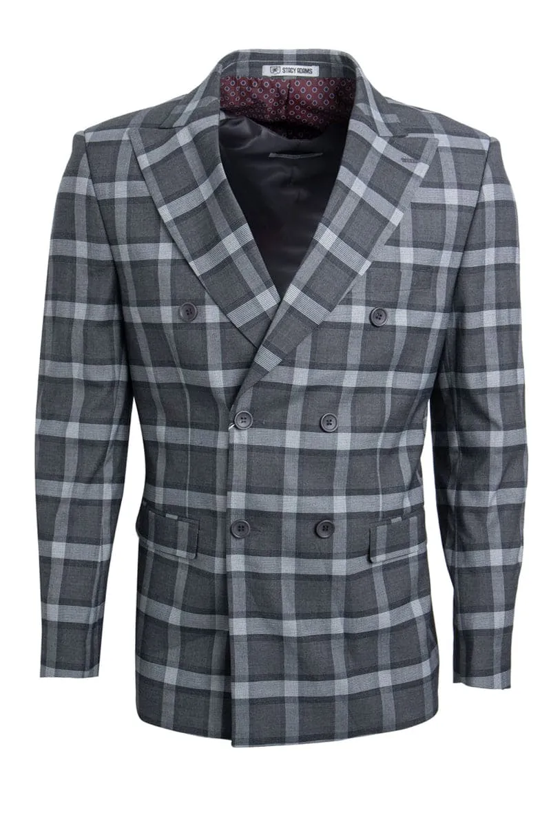 Mens Stacy Adams Suit -Stacy Adams Suit Men's Double Breasted Suit - Black & Grey Windowpane Plaid sold by Alberto Nardoni product image thumbnail 2