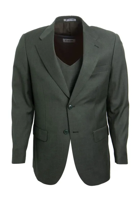 Mens Stacy Adams Suit - Stacy Adams Suit Men's Sharkskin Suit - Two Button Vested in Olive Green sold by Alberto Nardoni