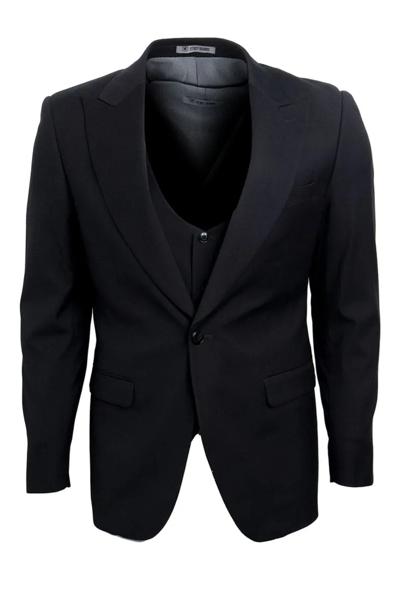 Mens Stacy Adams Suit - Stacy Adams Suit Men's Black Suit - One Button Peak Lapel with Vest sold by Alberto Nardoni product image thumbnail 2