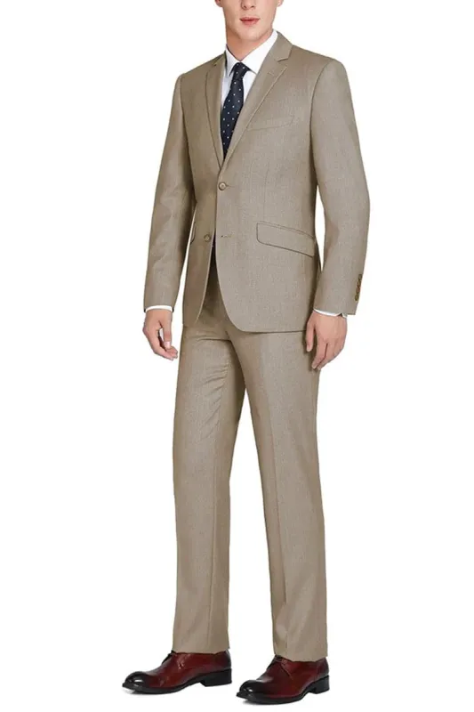 Mens Basic Two Button Slim Fit Suit With Optional Vest In Taupe sold by Alberto Nardoni