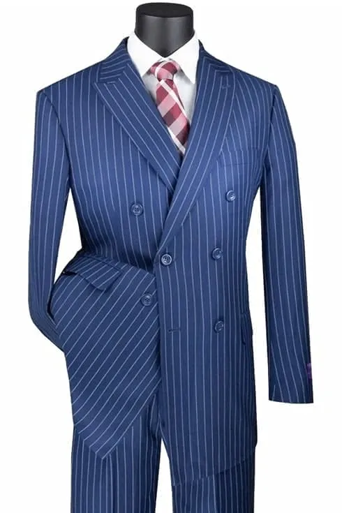 Mens Blue Pinstripe Suit Vested Bold Gangster Pinstripe Suit In Navy Blue sold by Alberto Nardoni product image thumbnail 3