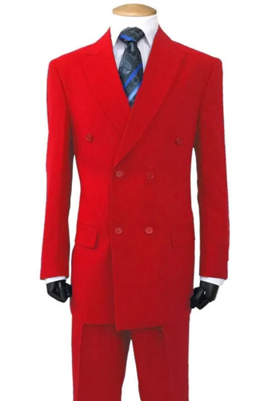Mens Poplin Suit - Summer Light Weight Fabric Red Double Breasted Poplin Suit - Classic Fit For Men sold by Alberto Nardoni