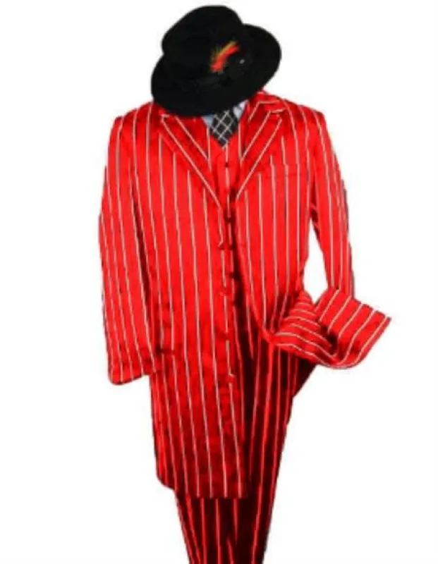 Red and White Suit - White and Red Pinstripe Tuxedo sold by Alberto Nardoni