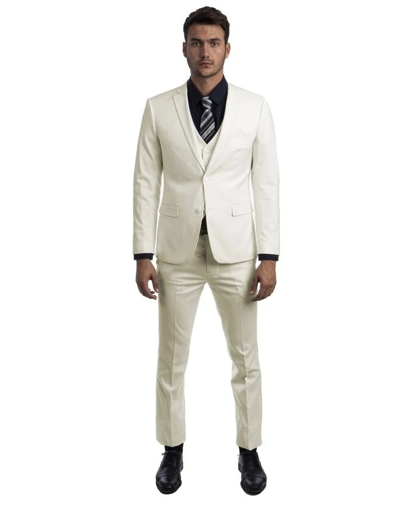 Title Skinny Fit Suit - Extra Slim Fit Prom Suit Ivory Ultra Slim Fit 3-Piece Prom Suit sold by Alberto Nardoni