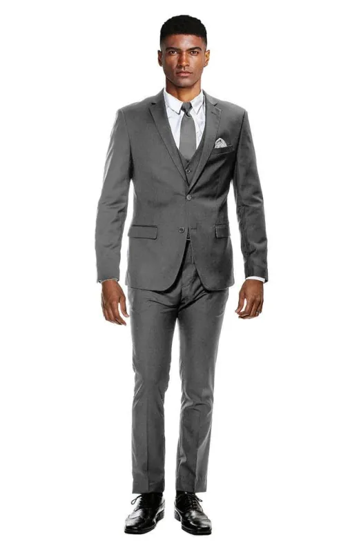 Title Skinny Fit Suit - Extra Slim Fit Prom Suit Gray Ultra Slim Fit 3-Piece Prom Suit sold by Alberto Nardoni