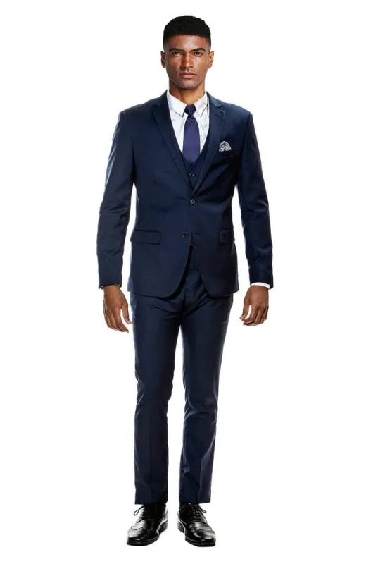 Skinny Fit Suit - Extra Slim Fit Suit Navy Blue Ultra Slim Fit 3-Piece Prom Suit sold by Alberto Nardoni
