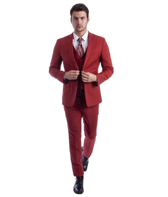 Skinny Fit Suit - Extra Slim Fit Suit Brick Ultra Slim Fit 3-Piece Prom Suit sold by Alberto Nardoni