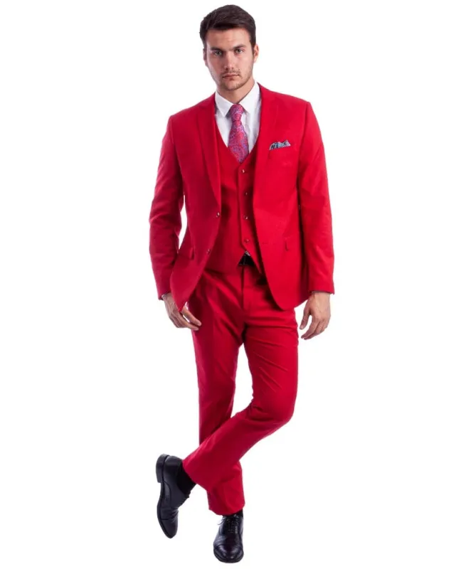 Skinny Fit Suit - Extra Slim Fit Suit Red Ultra Slim Fit 3-Piece Prom Suit sold by Alberto Nardoni