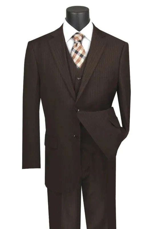 Brown Pinstripe Suit - Stripe Suit For Men - Banker Business Suit sold by Alberto Nardoni