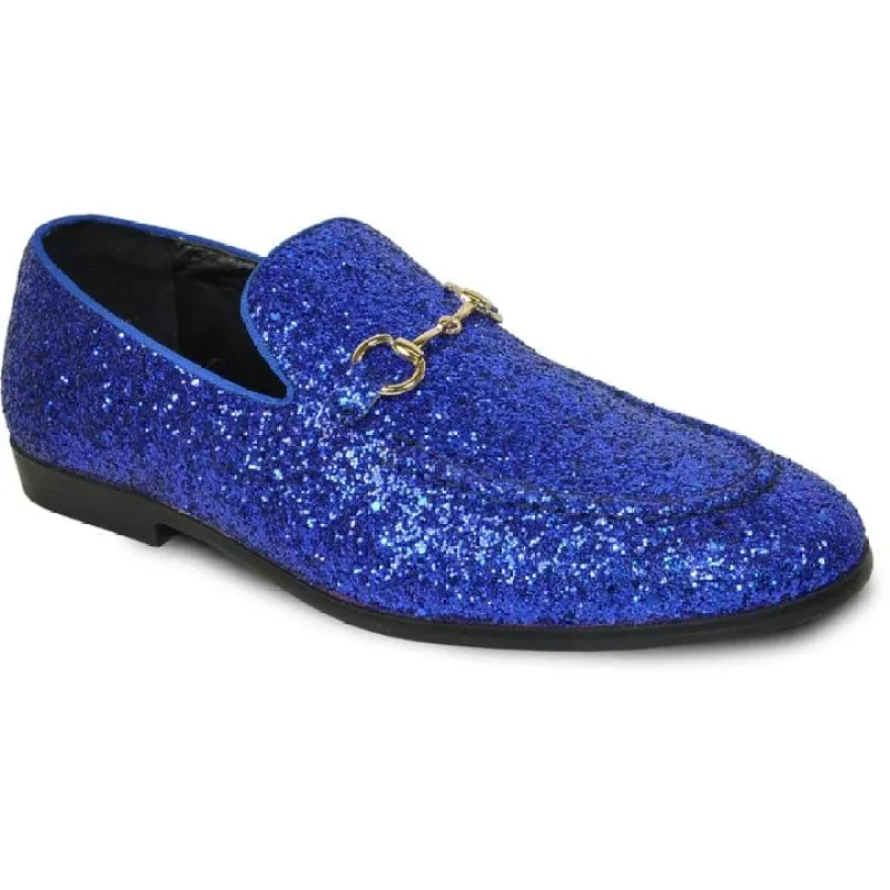 Mens Modern Glitter Sequin Prom Tuxedo Loafer in Royal Blue made by Alberto Nardoni
