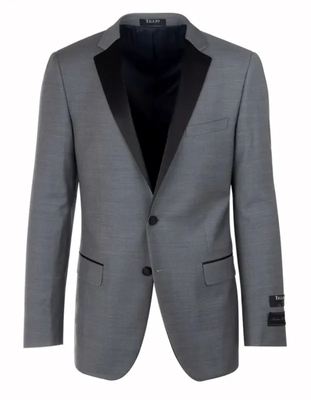 Mens 2 Button Designer Notch Tuxedo Jacket in Light Grey sold by Alberto Nardoni