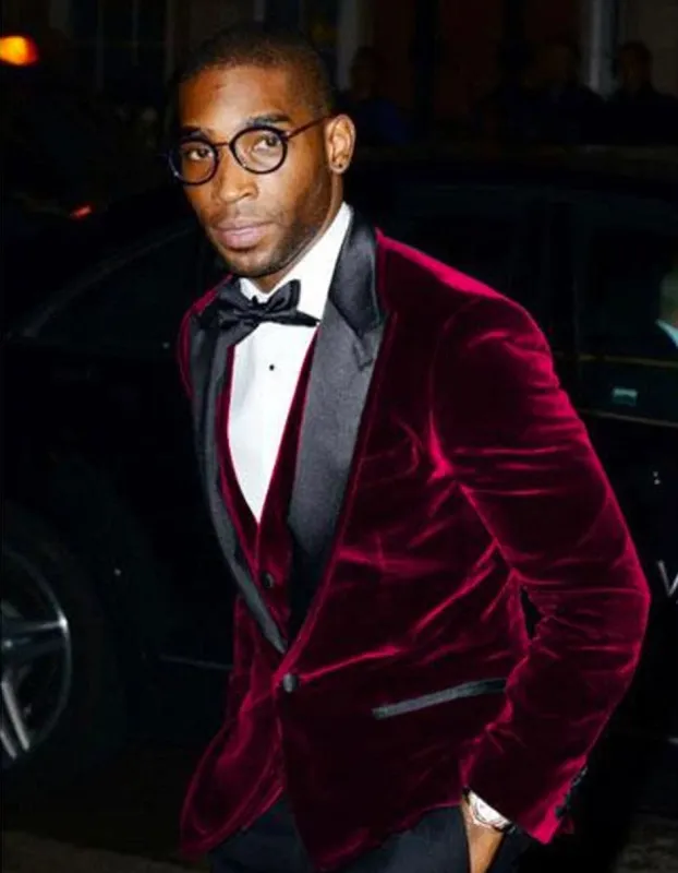 Mens Dinner Jacket - Tuxedo Jacket - Dinner Suit Jackets in Color Burgundy sold by Alberto Nardoni