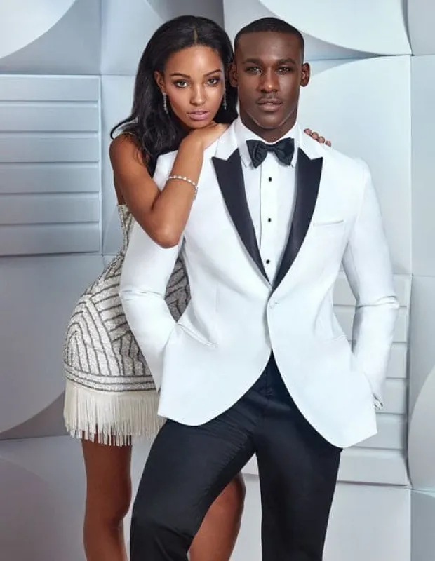 Wedding Tuxedos For Men in White Classic Wedding Tuxedo Style For Guys - Two Toned Lapel sold by Alberto Nardoni
