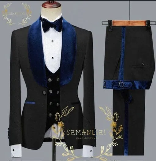 Wedding Tuxedos For Men in Charcoal & Navy Classic Wedding Tuxedo Style For Guys - Two Toned Lapel sold by Alberto Nardoni