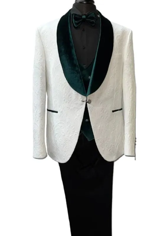 Wedding Tuxedos For Men in Green Classic Wedding Tuxedo Style For Guys - Two Toned Lapel sold by Alberto Nardoni