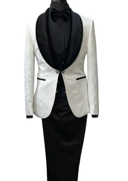 Wedding Tuxedos For Men in Black Classic Wedding Tuxedo Style For Guys - Two Toned Lapel sold by Alberto Nardoni
