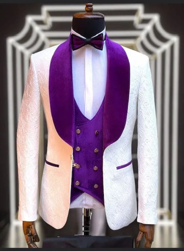 Wedding Tuxedos For Men in Purple Classic Wedding Tuxedo Style For Guys - Two Toned Lapel sold by Alberto Nardoni