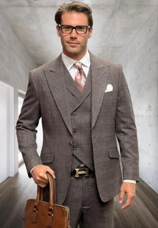 Glen Plaid Suit - Wool Suit - Tweed Suit - Plaid Suit - Vintage Looking Suit In 4 Colors made by Alberto Nardoni