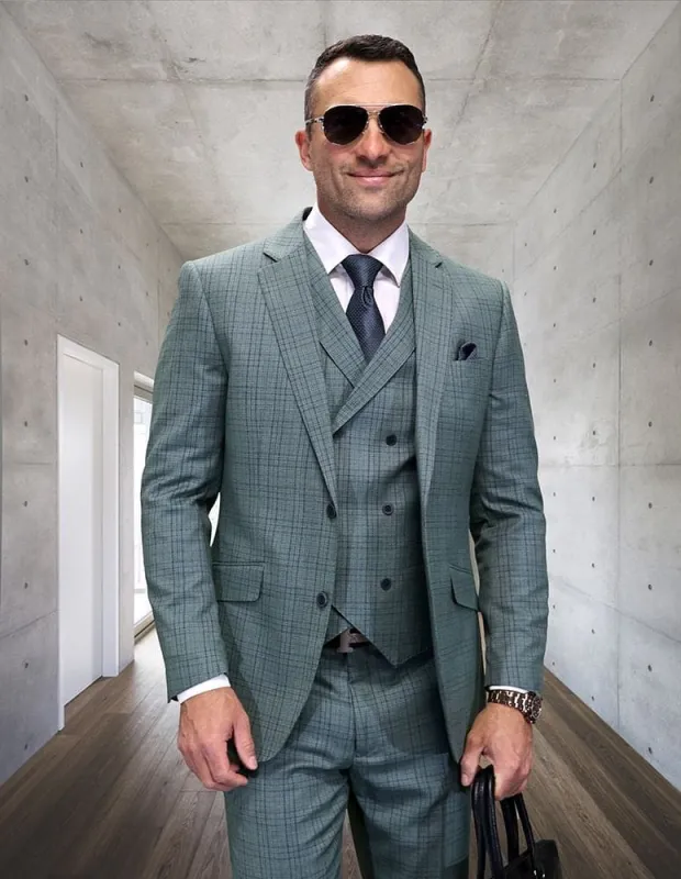 Statement Suits -  Plaid Wool Suits - Modern Fit Perfect for Business in 10 colors sold by Alberto Nardoni