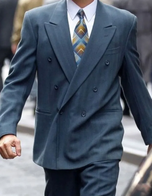 Mens Double Breasted Charcoal Wolf of Wall Street Suit sold by Alberto Nardoni