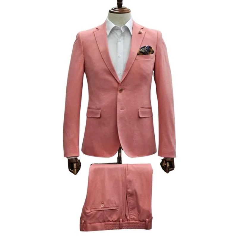 Ultra Slim Fit Suit Coral Suit - Salmon Color Suit - Summer Suit sold by Alberto Nardoni