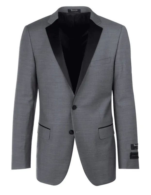 Mens 2 Button Designer Notch Tuxedo in Light Grey sold by Alberto Nardoni