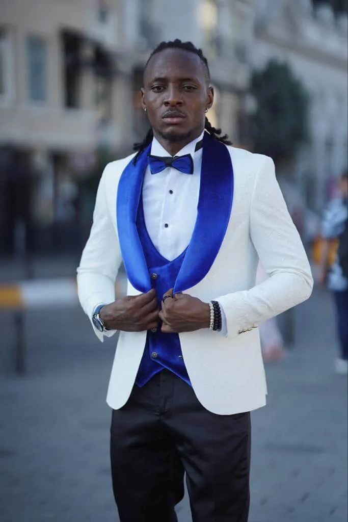 White and Royal Blue Tuxedo - Blue Prom Suit - Blue Wedding Two Toned Suit sold by Alberto Nardoni product image thumbnail 5
