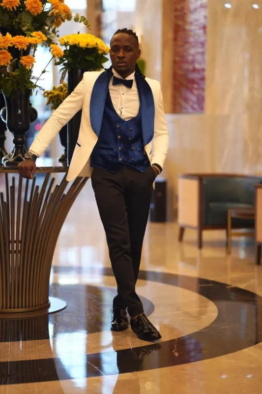 White and Royal Blue Tuxedo - Blue Prom Suit - Blue Wedding Two Toned Suit made by Alberto Nardoni
