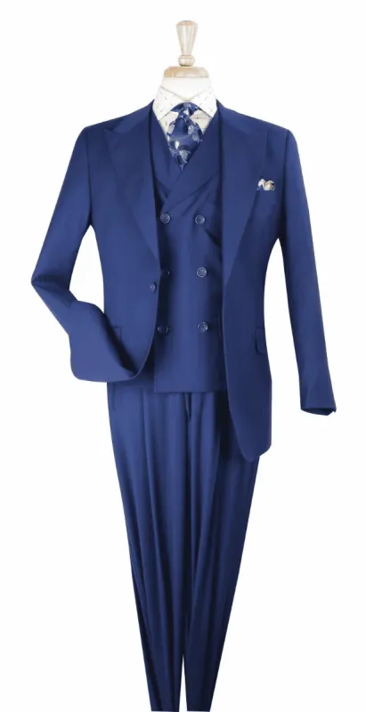 Big and Tall Business Suits - Suits For Big Man - Large Men's Solid Blue  Vested Suits sold by Alberto Nardoni