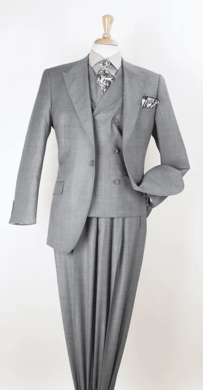 Big and Tall Business Suits - Suits For Big Man - Large Men's Silver Grey Vested Suits sold by Alberto Nardoni