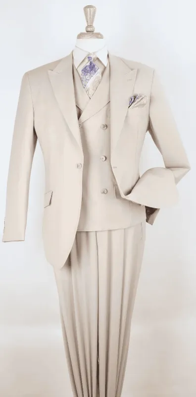 Big and Tall Business Suits - Suits For Big Man - Large Men's Tan Vested Suits sold by Alberto Nardoni