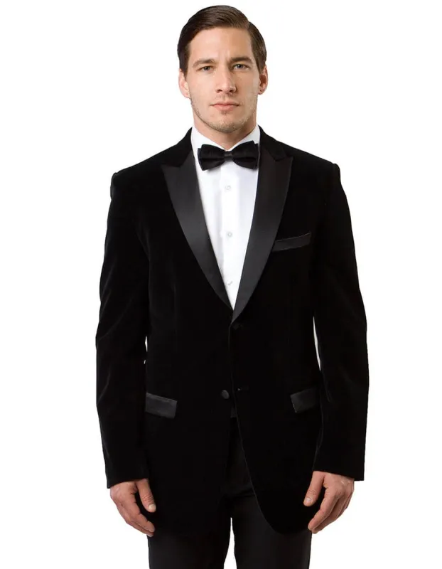 Mens Peak Lapel Velvet Tuxedo Jacket  Black sold by Alberto Nardoni