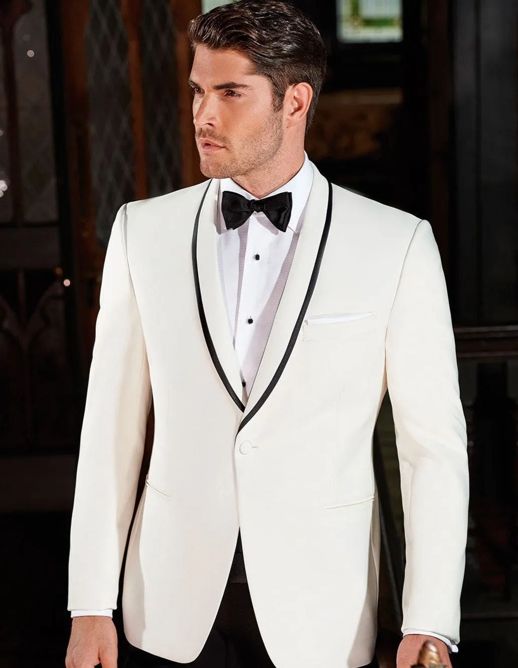 Mens Designer Charles Shawl Ivory Cream Dinner Jacket sold by Alberto Nardoni