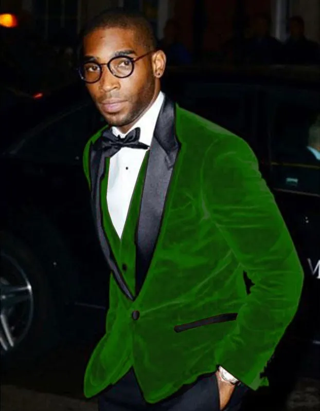 Mens Designer Velvet Tuxedo Jacket in Hunter Green made by Alberto Nardoni