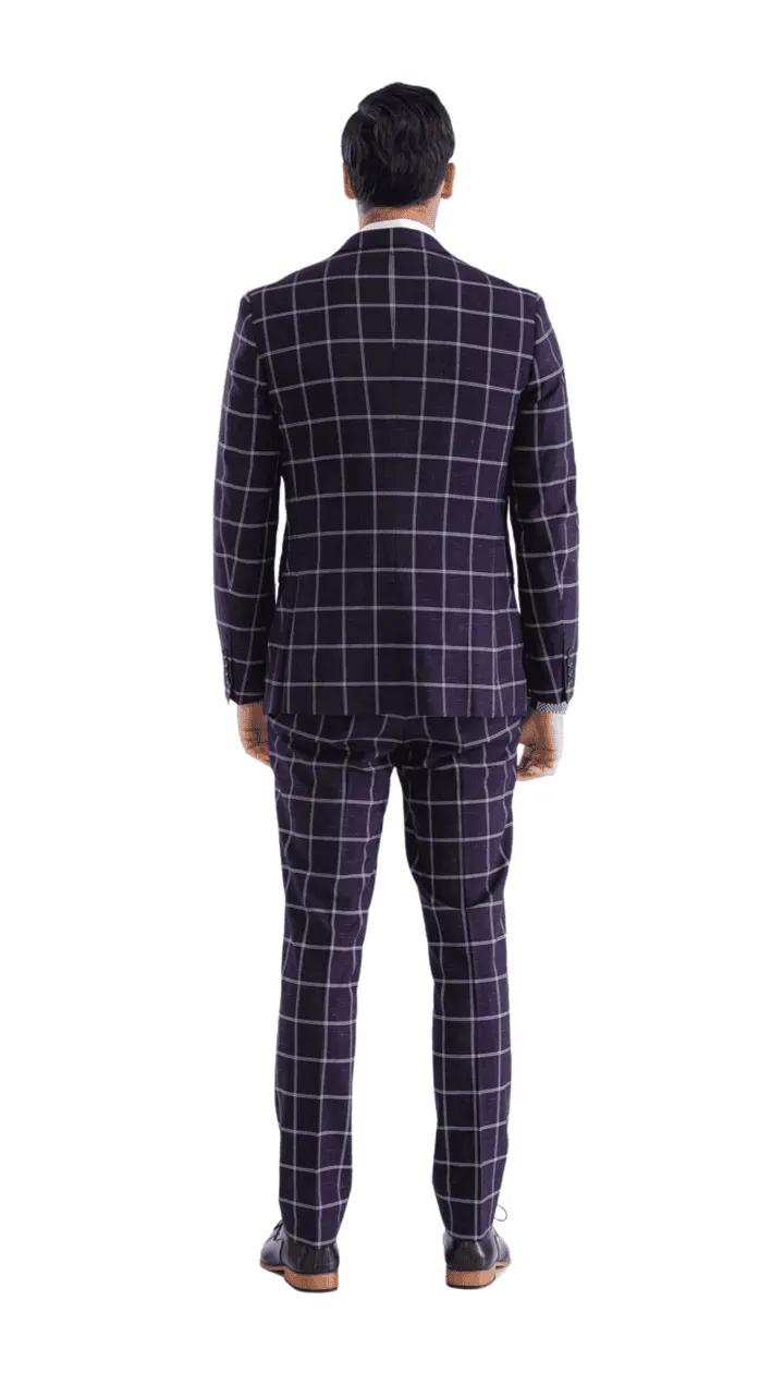 Mens Vested Gangster Plaid Pattern 1920's Suit in Burgundy sold by Alberto Nardoni product image thumbnail 2