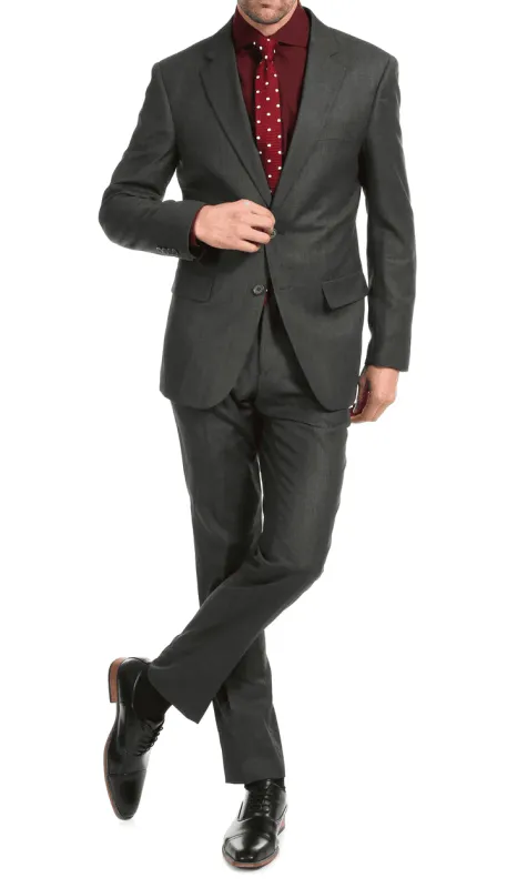 Mason  Charcoal Men'S Premium 2 Piece Wool Slim Fit Suit sold by Alberto Nardoni