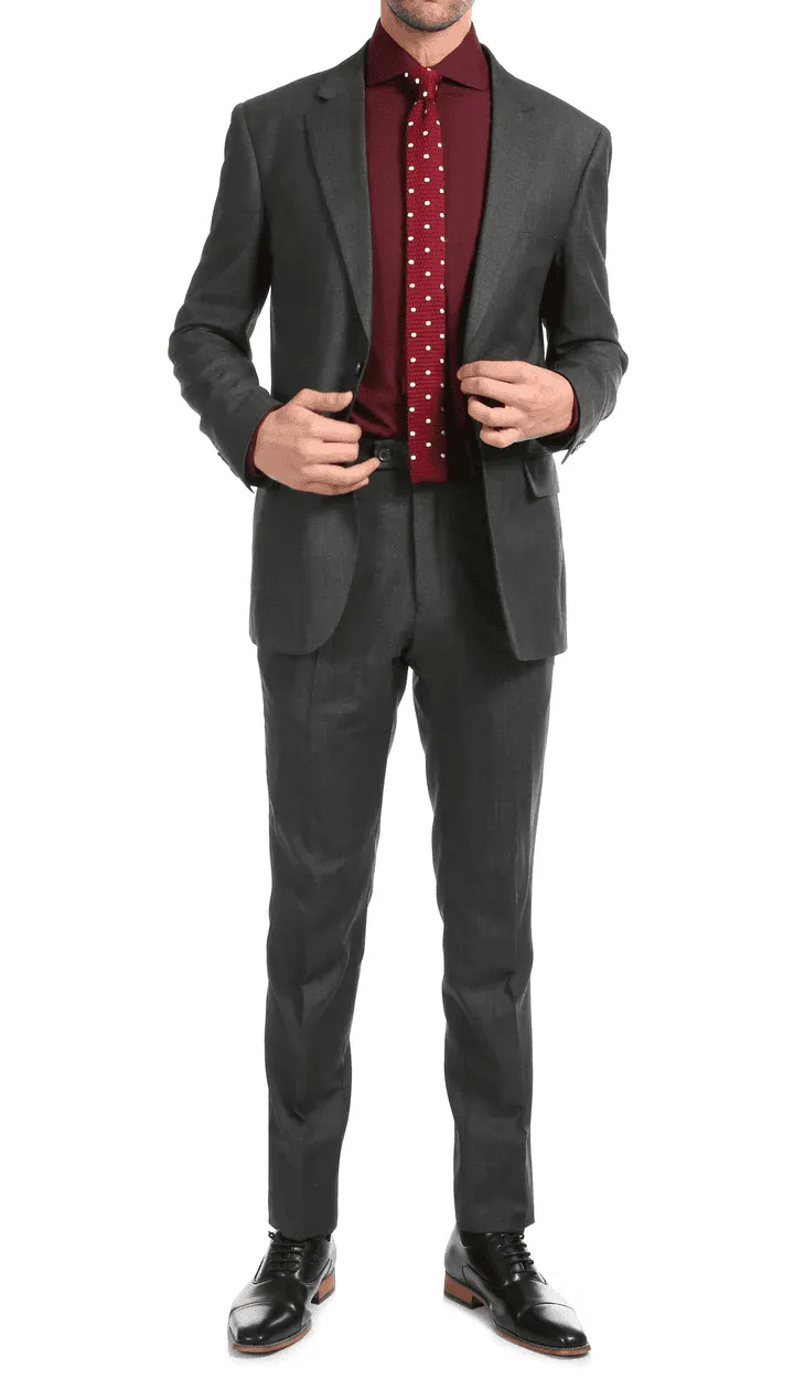 Mason Charcoal Men'S Premium 2 Piece Wool Slim Fit Suit sold by Alberto Nardoni product image thumbnail 3