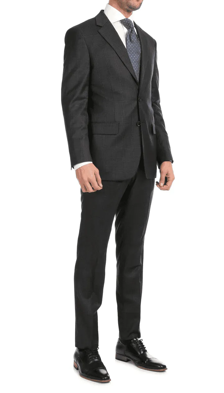 Yves Grey Plaid Check Men'S Premium 2PC Premium Wool Slim Fit Suit sold by Alberto Nardoni product image thumbnail 5