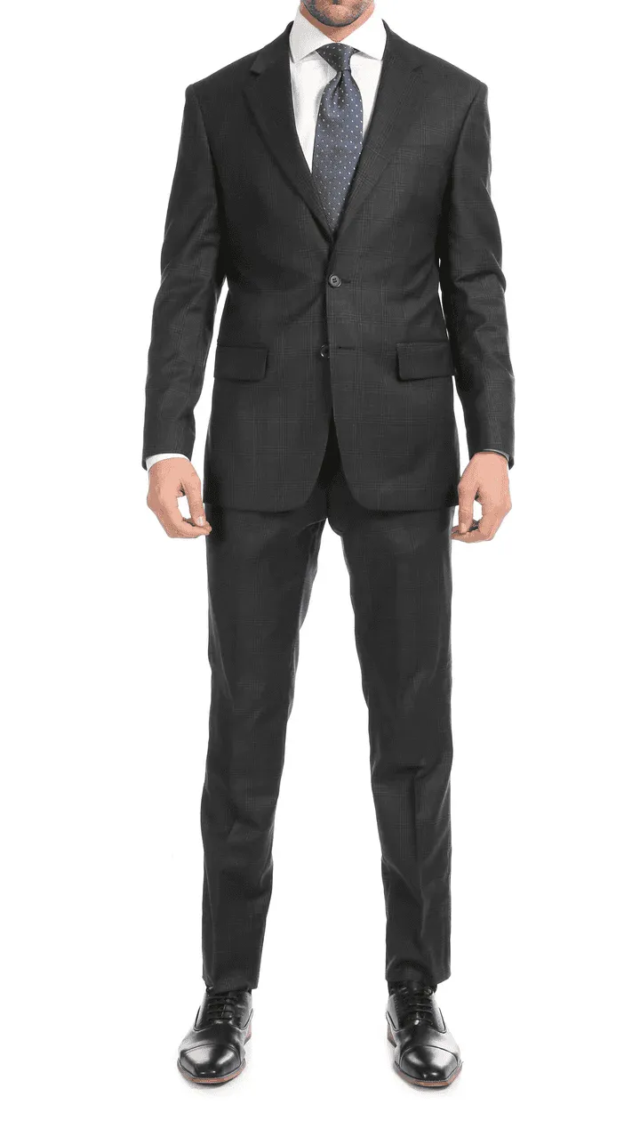 Yves Grey Plaid Check Men'S Premium 2PC Premium Wool Slim Fit Suit sold by Alberto Nardoni product image thumbnail 2