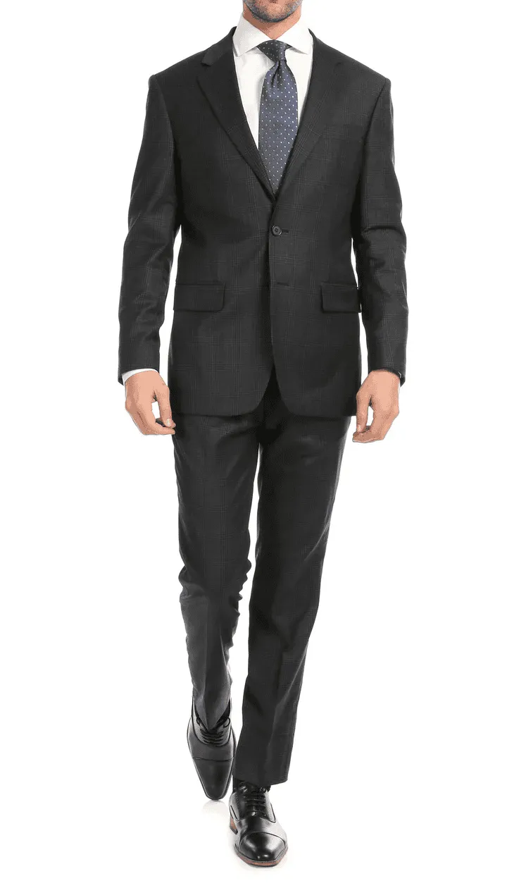 Yves Grey Plaid Check Men'S Premium 2PC Premium Wool Slim Fit Suit sold by Alberto Nardoni