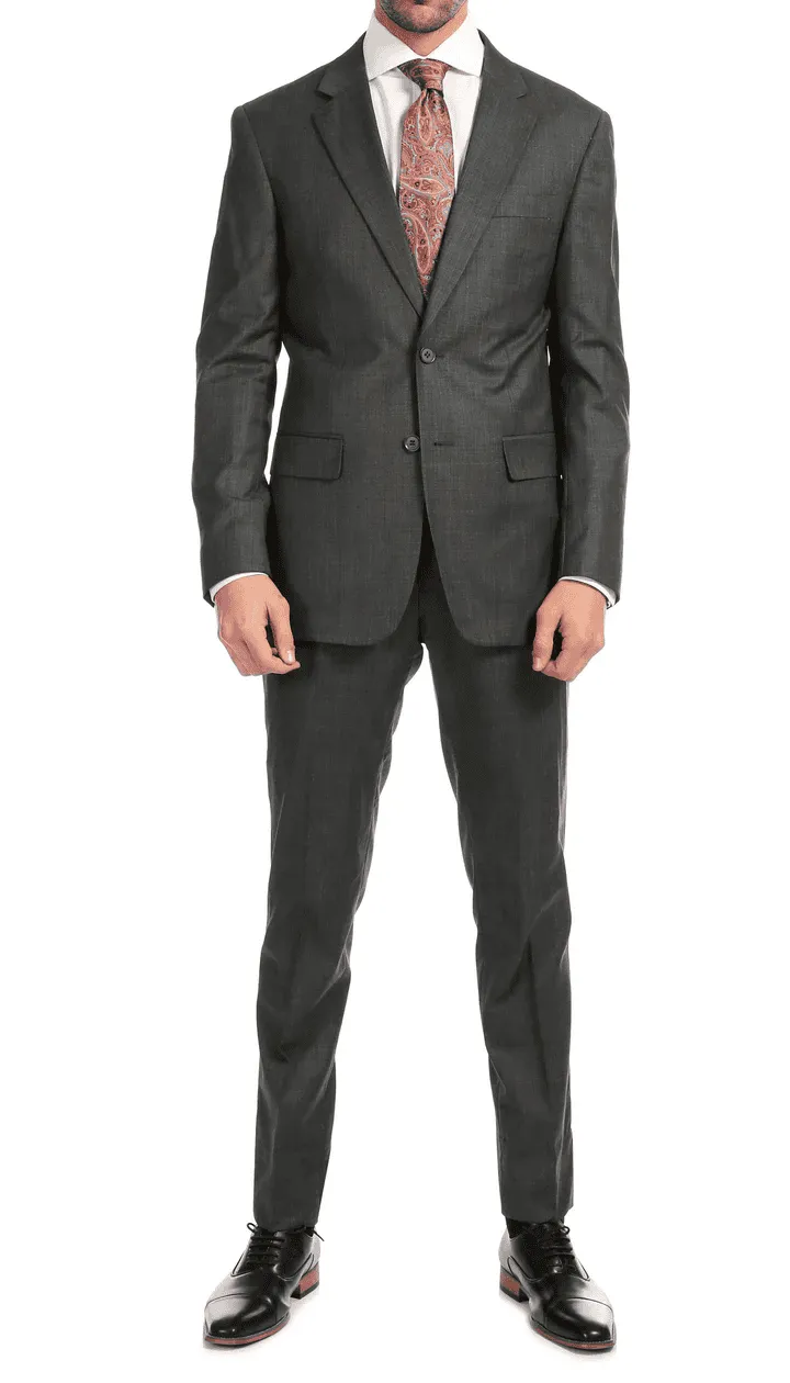 Mason Heather Grey Men'S Premium 2 Piece Wool Slim Fit Suit sold by Alberto Nardoni product image thumbnail 3
