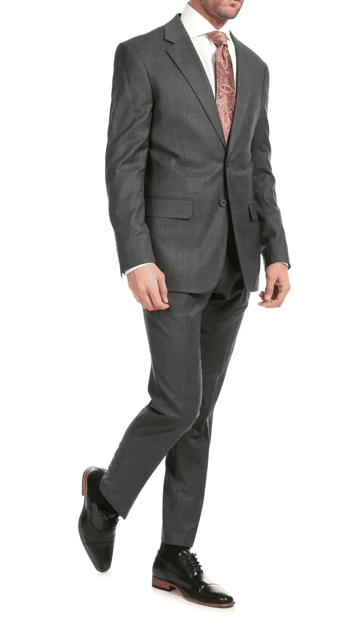 Mason Heather Grey Men'S Premium 2 Piece Wool Slim Fit Suit sold by Alberto Nardoni product image thumbnail 5