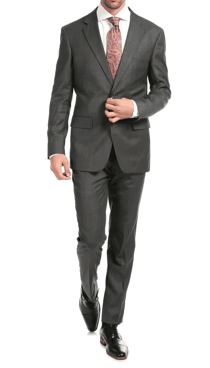 Mason Heather Grey Men'S Premium 2 Piece Wool Slim Fit Suit sold by Alberto Nardoni