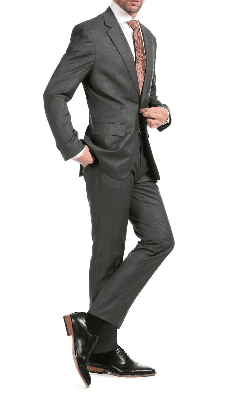 Mason Heather Grey Men'S Premium 2 Piece Wool Slim Fit Suit sold by Alberto Nardoni product image thumbnail 4