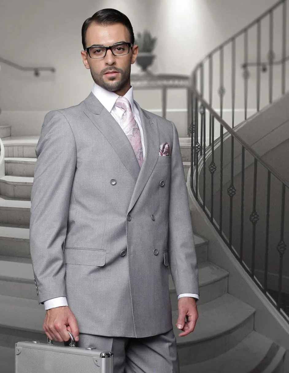 Mens Classic Wool Double Breasted Grey Suit sold by Alberto Nardoni