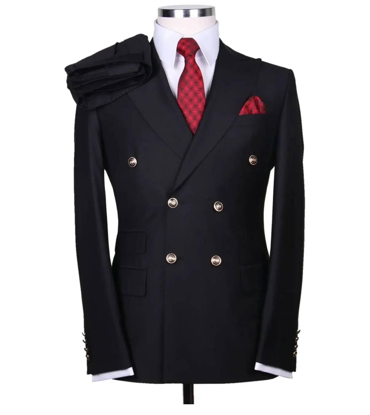 Mens Classic Wool Double Breasted 1 Button Suit Black sold by Alberto Nardoni product image thumbnail 2