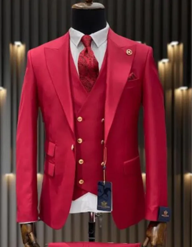 Mens Wool Business Suits For Men - Wool Fabric "Red" Suit sold by Alberto Nardoni
