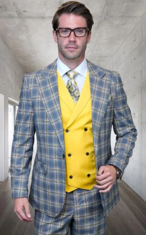 Mens 1 Button Modern Fit Suits Flat Front Pants Suit - Gray sold by Alberto Nardoni